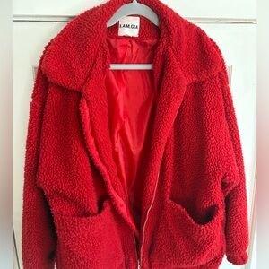I.AM.GIA Vibrant Red Teddy Jacket